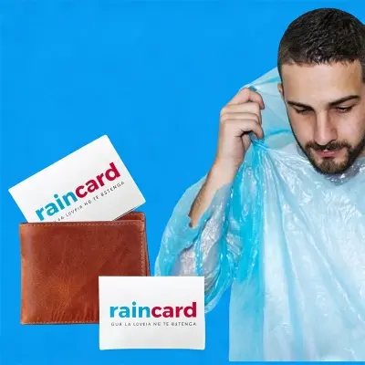 Picture of 2pcs Easy to Carry Emergency Waterproof Rain Poncho with Drawstring Hood Pocket Raincoat for Men's and Women's Raincoat Card -Multicolor