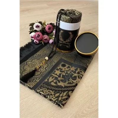 Picture of Muslim Prayer Jaynamaj/Rug/Mat and Prayer Beads with Elegant Cylinder Gift Box