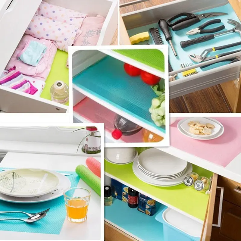 Picture of 2 Pcs Washable Refrigerator Mats, Waterproof Fridge Mats, Drawer Mats -Multicolor