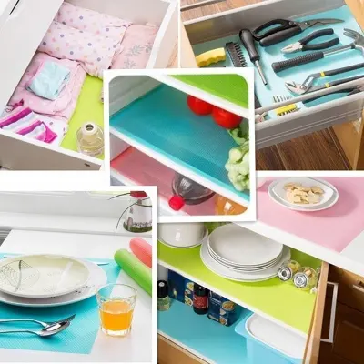 Picture of 2 Pcs Washable Refrigerator Mats, Waterproof Fridge Mats, Drawer Mats -Multicolor
