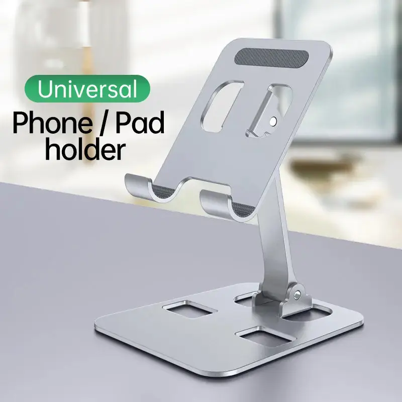 Picture of Universal All Aluminum Alloy Mobile Stand Foldable & Rotatable Metal Phone Holder Tablet Stand For Tablet, Smartphone & iPad - Black -Multicolor