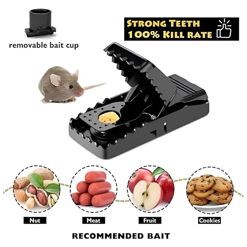 Picture of 2 pcs Mouse Trap, Mice Traps That Work Instantly Indoor Outdoor, Mice Safe and Reusable Small Mice and Mouse Snap Trap -Black