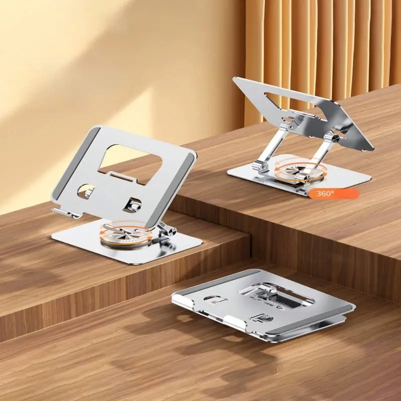Picture of 360° Rotation Phone/Tablet Stand for iPad, Adjustable Foldable Tablet Holder,Metal Phone Stand Compatible with Any Phone/iPad Pro/ Air/ Mini -Silver