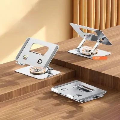Picture of 360° Rotation Phone/Tablet Stand for iPad, Adjustable Foldable Tablet Holder,Metal Phone Stand Compatible with Any Phone/iPad Pro/ Air/ Mini -Silver