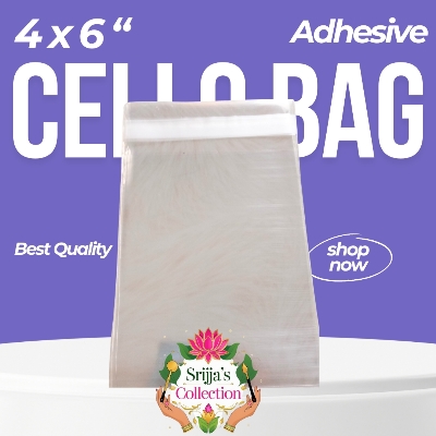 Picture of Srija 4x6 Inch Self Adhesive Cello Bags | Transparent Plastic Packaging Pouch | Clear Seal Poly Bag for Jewelry, Cards, Gifts