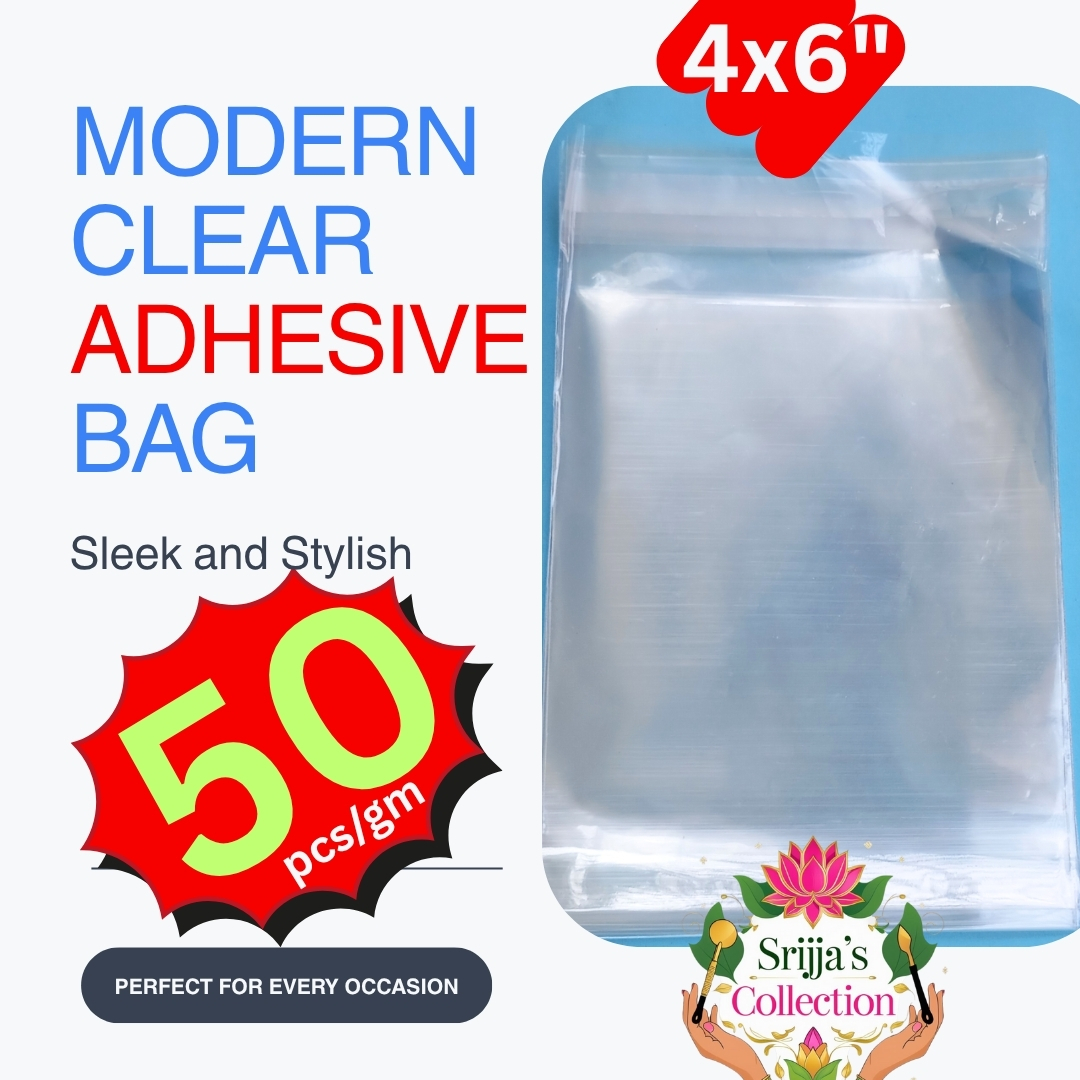Picture of Srija 4x6 Inch Self Adhesive Cello Bags | Transparent Plastic Packaging Pouch | Clear Seal Poly Bag for Jewelry, Cards, Gifts