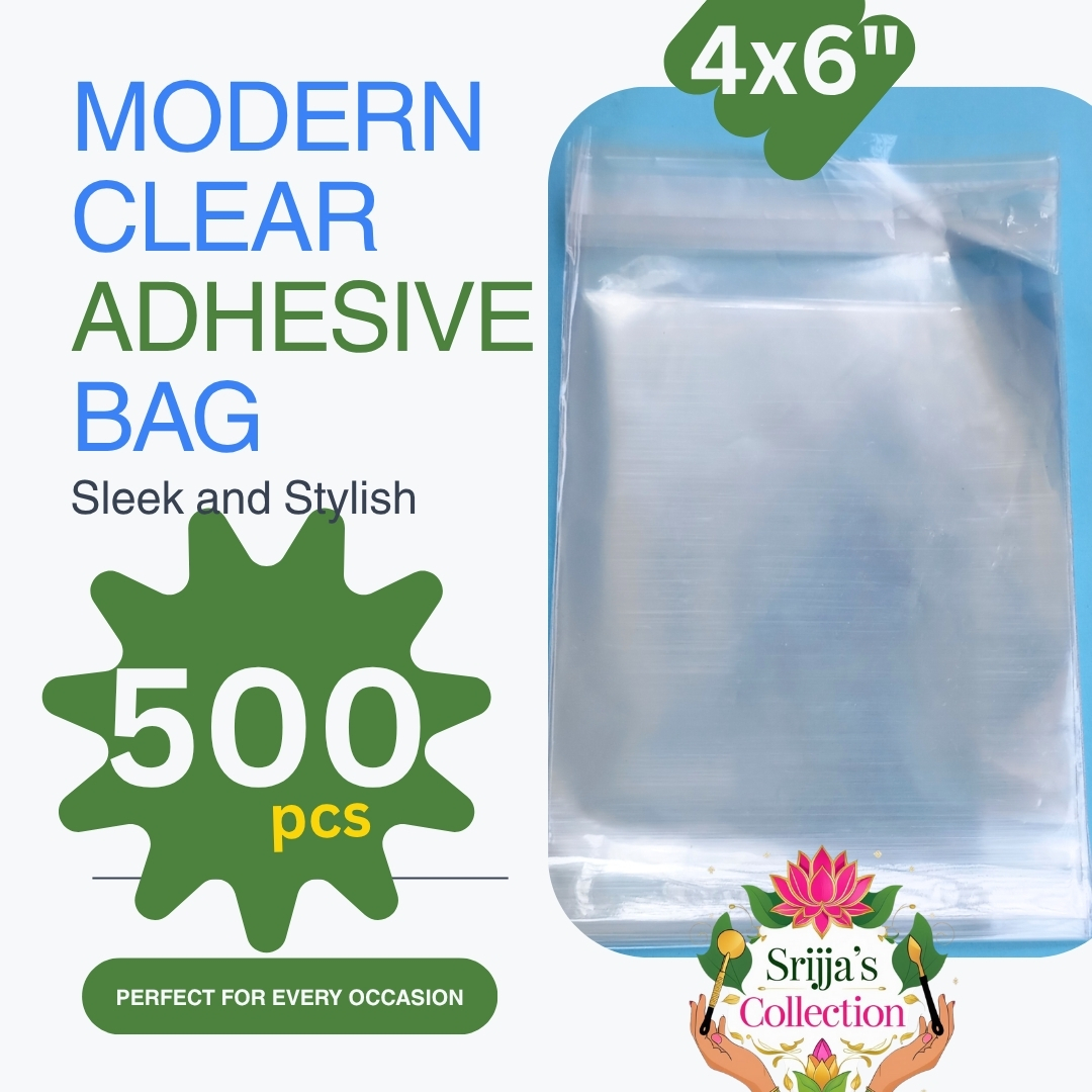 Picture of Srija 4x6 Inch Self Adhesive Cello Bags | Transparent Plastic Packaging Pouch | Clear Seal Poly Bag for Jewelry, Cards, Gifts