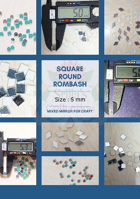 Picture of 5 mm Square/Round/Diamond Shape Glass Craft Mirror for Crafts Lippon Art Embroidery works Arts and Crafts (300 pcs)