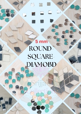 Picture of 5 mm Square/Round/Diamond Shape Glass Craft Mirror for Crafts Lippon Art Embroidery works Arts and Crafts (300 pcs)