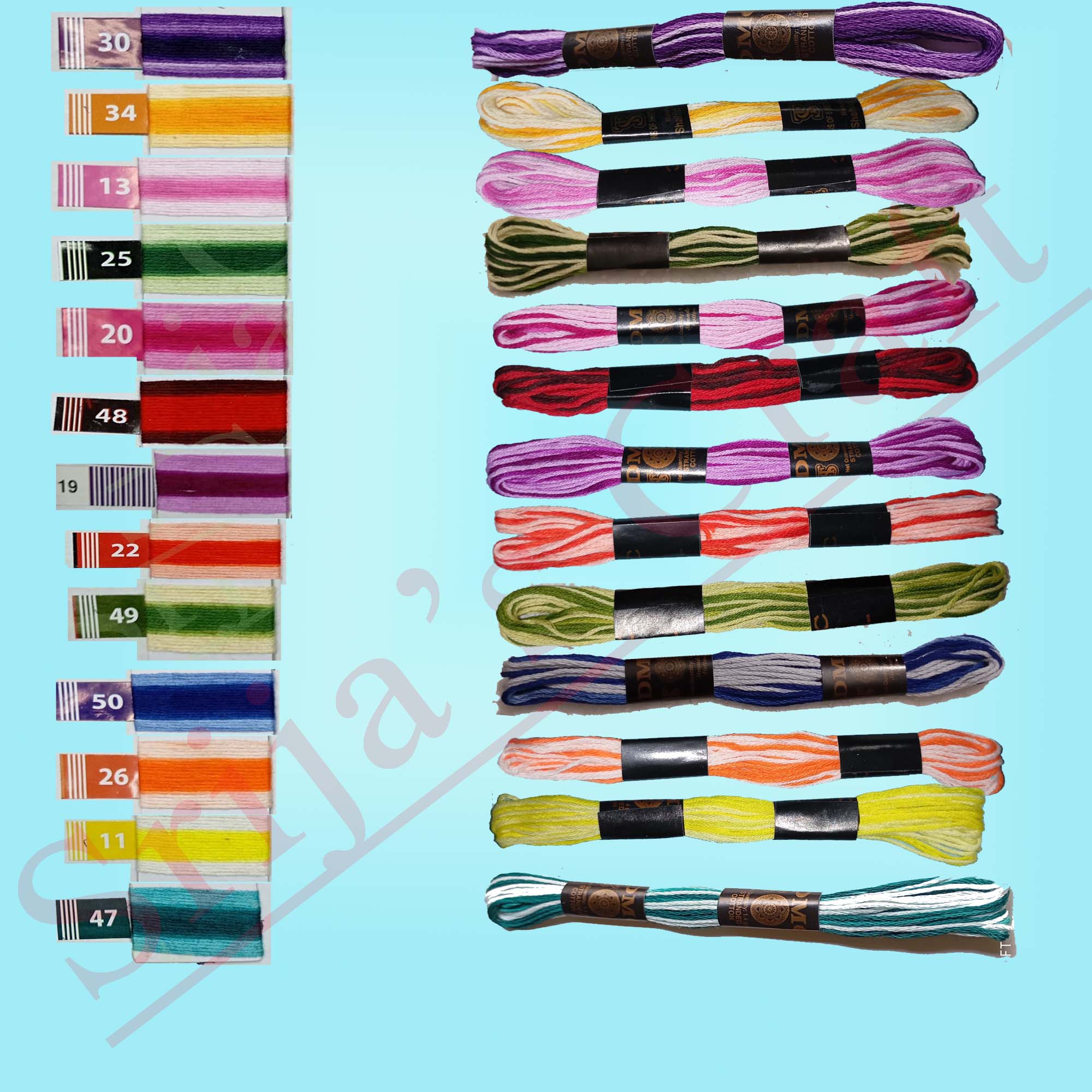 Picture of DMC Shaded Color Thread for Cross Stitch Threads Bracelet Yarn Craft Floss Embroidery Floss 12/16 Pieces Set