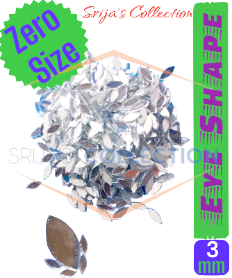 Picture of 3mm | Zero size Eye Shape Mirror for Embroidery Works in Any Other Clothes, Jewellery Making, Lippan Arts & Crafts Mosaic Tiles 3x7 mm
