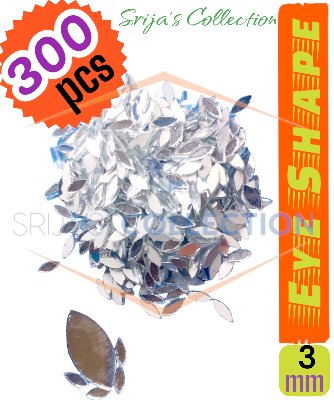 Picture of 3mm | Zero size Eye Shape Mirror for Embroidery Works in Any Other Clothes, Jewellery Making, Lippan Arts & Crafts Mosaic Tiles 3x7 mm