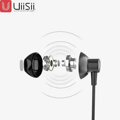 Picture of UiiSii HM12 Deep Bass Good Treble Earphones Super Bass Stereo And Dynamic In-Ear Headphones With Pouch Bag(Black)