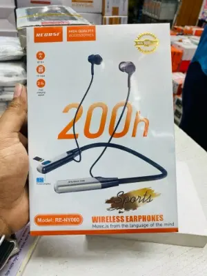 Picture of Regrsi wireless Neckband Bluetooth Earphone RE-NY060 Charging backup 200 Hours Hesdphones(Black)