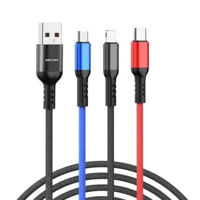 Picture of Awei 3 In 1 Usb Cable Cl-971 For Micro Lightning Cable Type-C(Multicolor)
