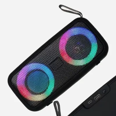 Picture of NB-051 Bluetooth, USB, SD Card & FM Radio Supported 1200mAh Battery Deep Bass RGB Colorful Lighting Speaker(Black)