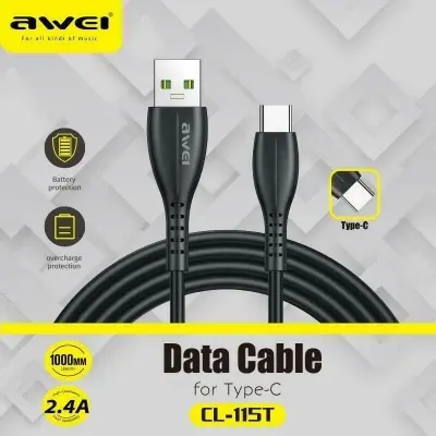 Picture of Awei CL-115T Data Cable for Type-C 2.4A Fast Charging Cable(Black)