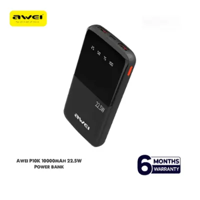Picture of Awei P10K 10000mAh Fast Charing Power bank 22.5W Power Bank(Black)