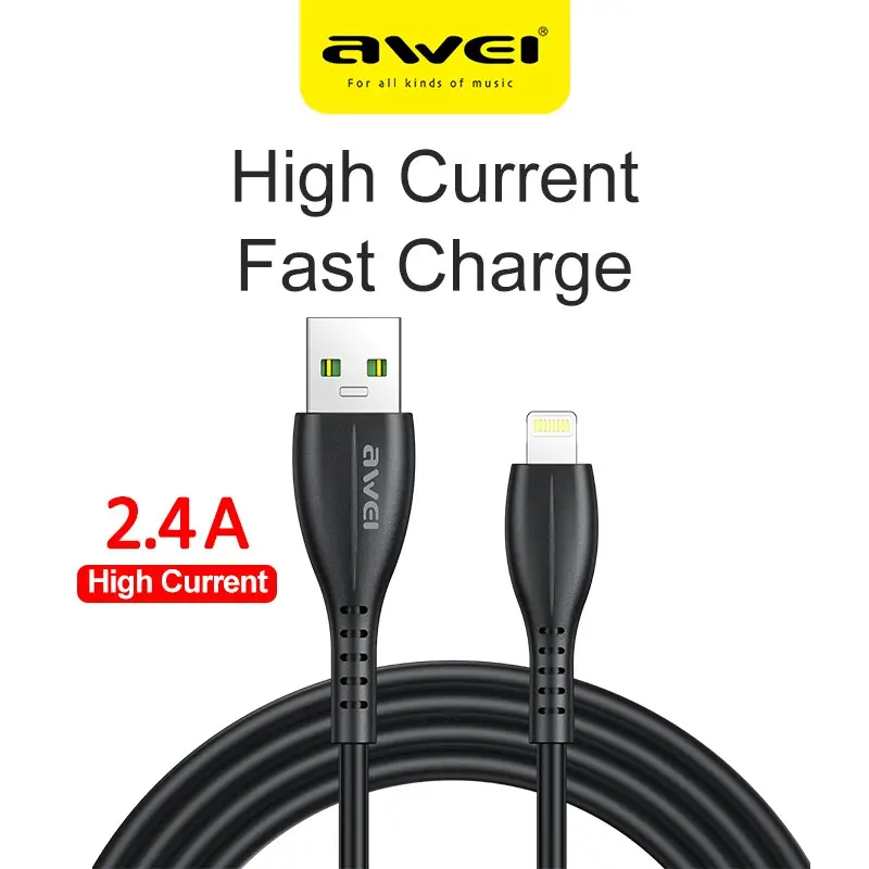 Picture of Awei CL-115L Data Cable for Lightning 2.4A Fast Charging Cable(Black)