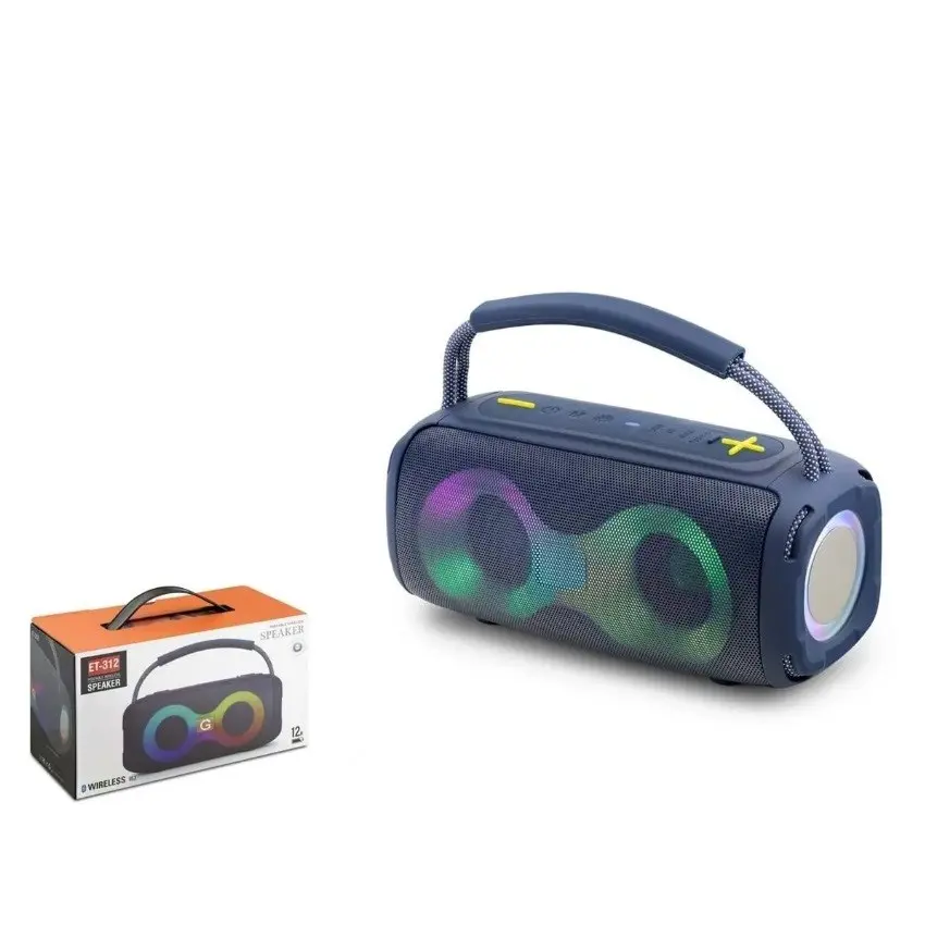 Picture of ET-312 Sub Bluetooth Speaker With rubber hand grip, AUX, USB, SD Card & FM Radio Supported Hi-Fi Sound Colorful RGB Lighting Party Bass Speaker