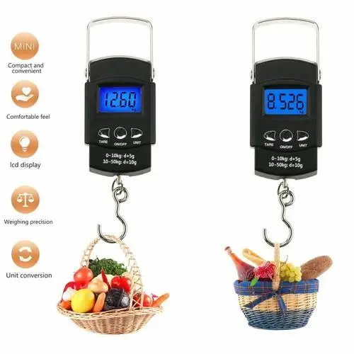Picture of Digital Hanging Weight Scale Weiheng Electronic Portable LCD Scale with Double Precision Hook for Luggage and Travel 50kg