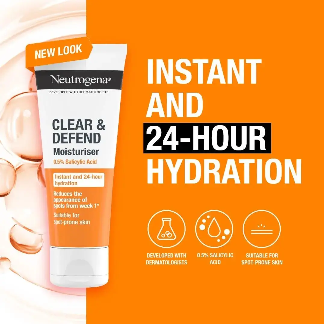 Picture of Neutrogena Clear & Defend 0.5% Salicylic Acid Oil Free Moisturiser, 50ml