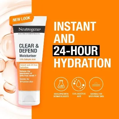 Picture of Neutrogena Clear & Defend 0.5% Salicylic Acid Oil Free Moisturiser, 50ml