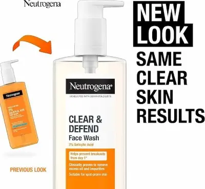 Picture of NEUTROGENA Clear & Defend 2% Salicylic Acid Face Wash 200ml - Oil Free Face Wash