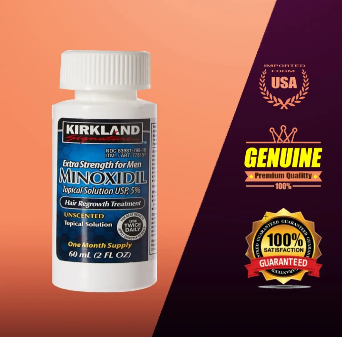 Picture of Kirkland Minoxidil 5% for Beard & Hair Growth (One month supply)