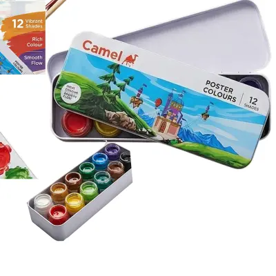 Picture of Camel Student Poster Colours 12 Shades (10ml) - Metal Tin Box Packaging - Kokuyo Camlin Indian Art Paint for Kids