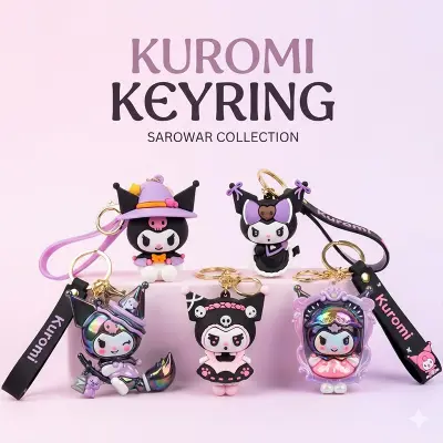 Picture of Kuromi Keyrings  - Cute Sanrio PVC Bag Charm & Keychain   Kuromi 3D Keychain (Sanrio Character) Trendy Kuromi Bag Pendant - Cute Key Holder for Girls