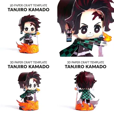 Picture of Tanjiro Kamado Tanjiro Kamado Papercraft Template - Demon Slayer DIY 3D Paper Model Kit  Tanjiro Papercraft Figure Template DIY Demon Slayer Craft - 3D Tanjiro Chibi Figure Paper Toy
