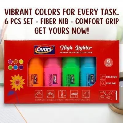 Picture of Civors Mini Capsule Highlighters (Set of 6) - Cute Pill Shaped Marker Pens for Paper, Glass & Crafts (Kawaii Stationery)