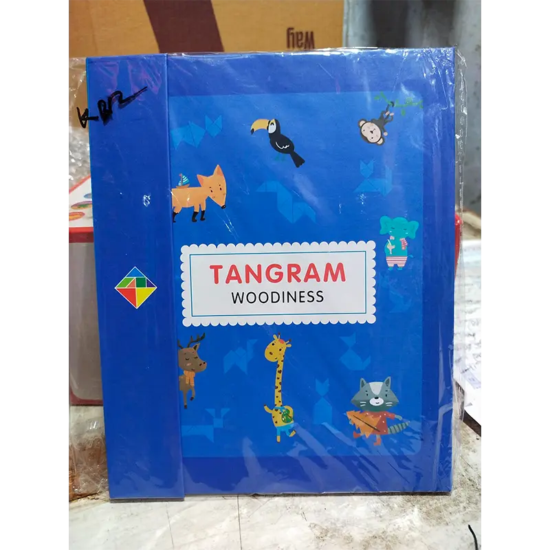 Picture of Magnetic Wooden Tangram Puzzle Book - Educational Brain Teaser Toy for Kids & Adults - Travel Friendly Logic Game