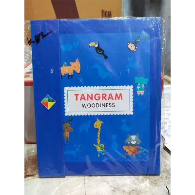 Picture of Magnetic Wooden Tangram Puzzle Book - Educational Brain Teaser Toy for Kids & Adults - Travel Friendly Logic Game
