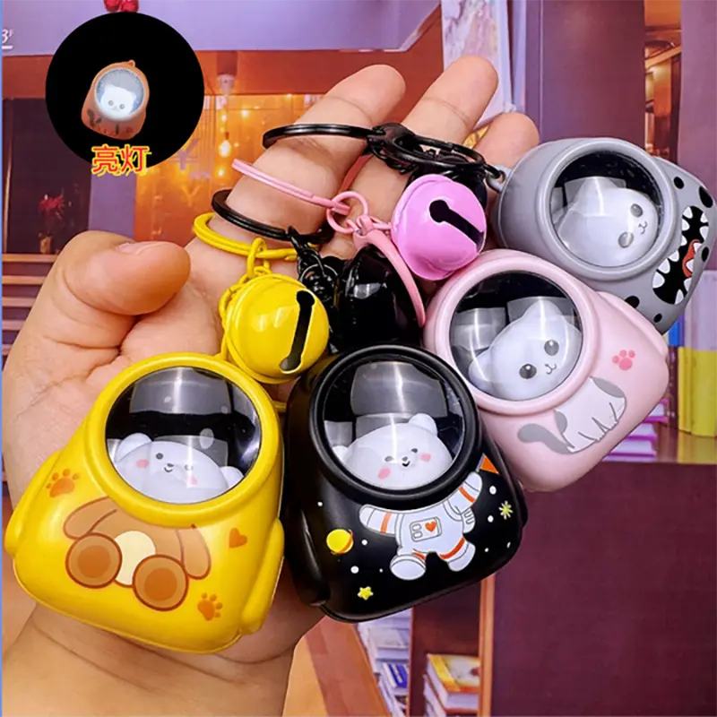 Picture of Cute Light-up Astronaut Keychain - LED Animal Night Light Bag Charm for Kids & Students Mini Astronaut Light Keychain  Creative Space Capsule Keyring - Light Up Bear & Cat Bag Pendant