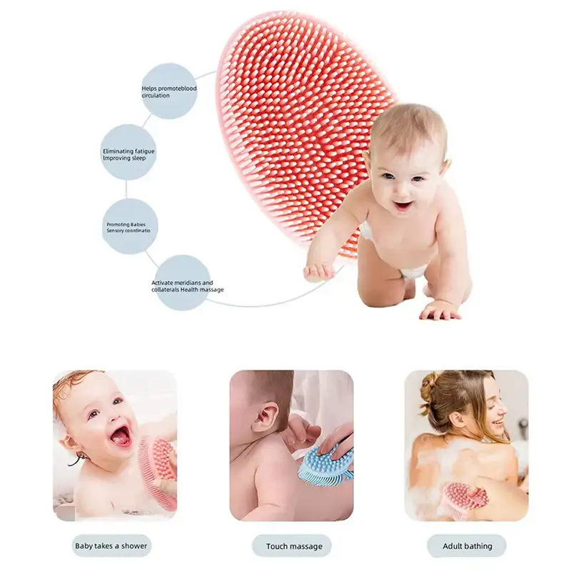 Picture of Baby Sensory Brush Silicon  Massage Bath ,Head Hair Washer Comb ,Massage Scrubber Sclap Shower Exfoliating Body Premium Silicone Loofah Infant Bath Brush