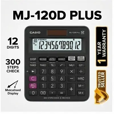 Picture of MJ-120D Plus Desktop Calculator (ORGINAL) (1 YEAR WARRENTY)- 300 Steps Check & Recheck with Tax Function Best Professional Calculator- black