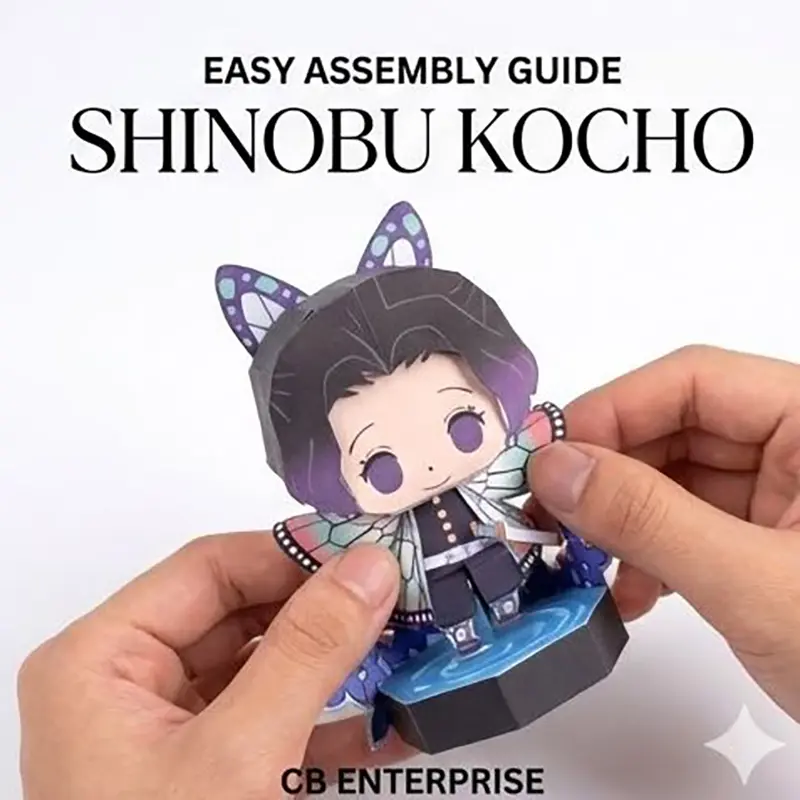 Picture of Shinobu Kocho Papercraft Template - Demon Slayer DIY 3D Paper Model Figure  Shinobu Kocho Chibi Paper Doll Kit   DIY Insect Hashira Shinobu - Demon Slayer Papercraft Toy