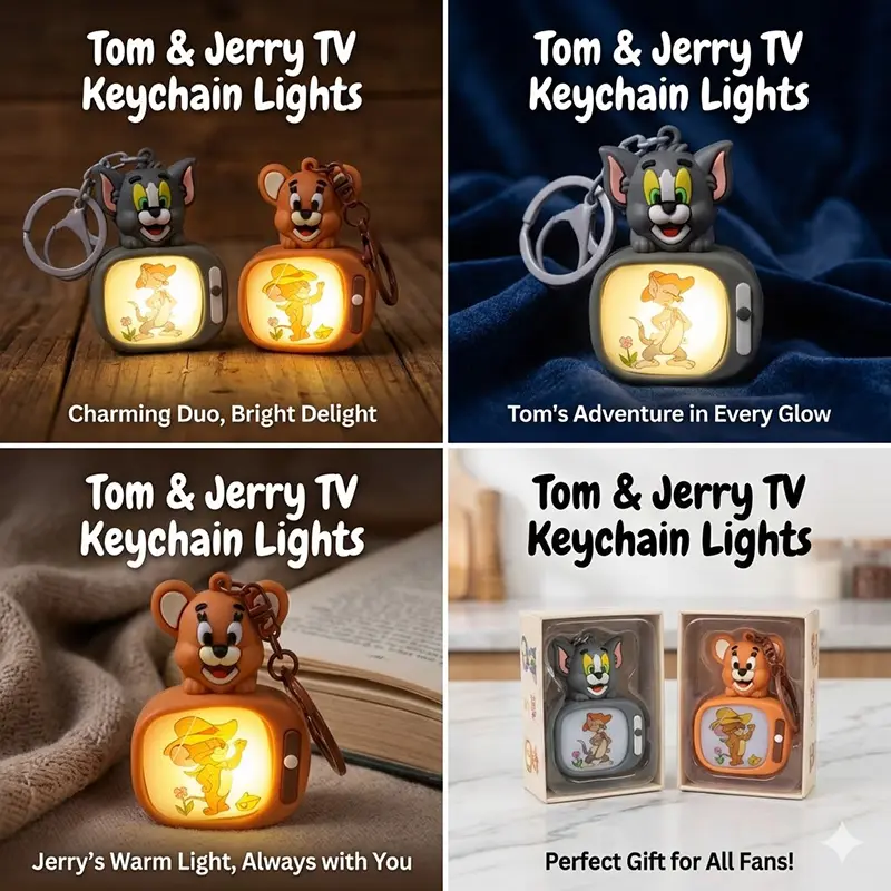 Picture of om and Jerry 3D Light-up Keychain - Cute Cartoon LED Keyring for Kids & Fans   Tom & Jerry LED Keychain  3D Cartoon Bag Charm - Tom and Jerry Light Key Holder