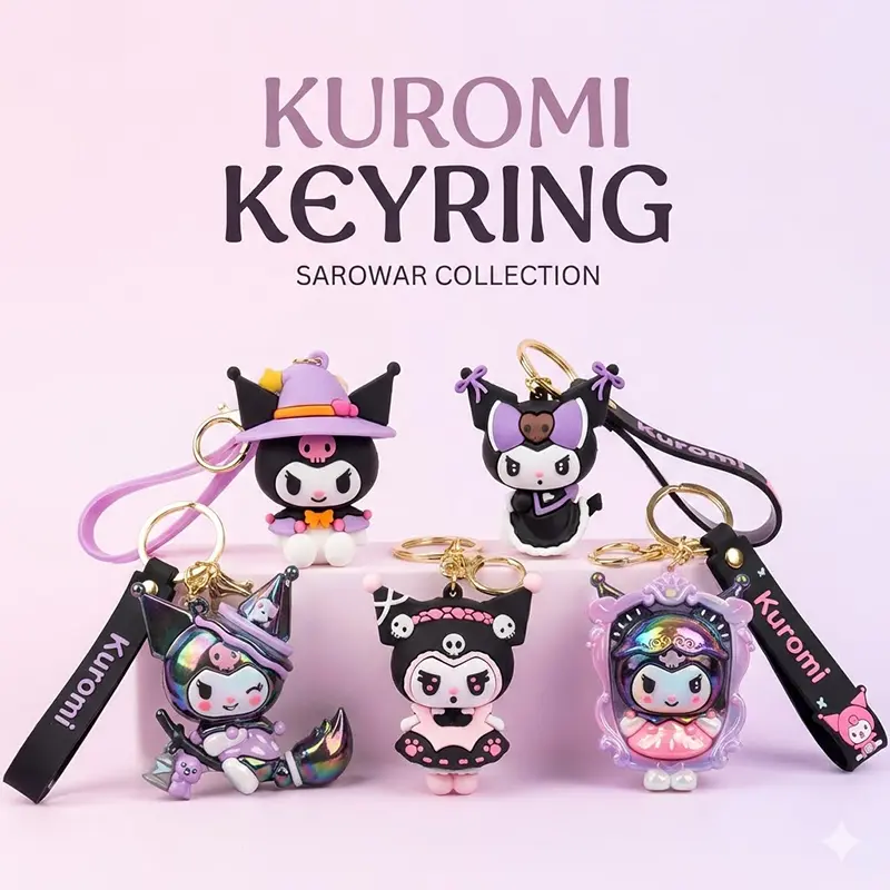 Picture of Kuromi Keyrings  - Cute Sanrio PVC Bag Charm & Keychain   Kuromi 3D Keychain (Sanrio Character) Trendy Kuromi Bag Pendant - Cute Key Holder for Girls