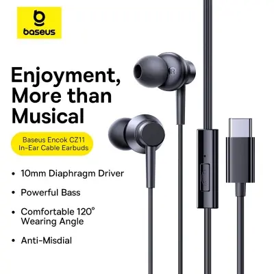 Picture of Baseus Encok CZ11 Type-C Wired Earphone For iPhone 17 Pro Max 16 Pro Max 15 Pro Samsung Galaxy S26 Ultra S25 Ultra S24 Ultra Google Pixel OnePlus Xiaomi Vivo OPPO Honor