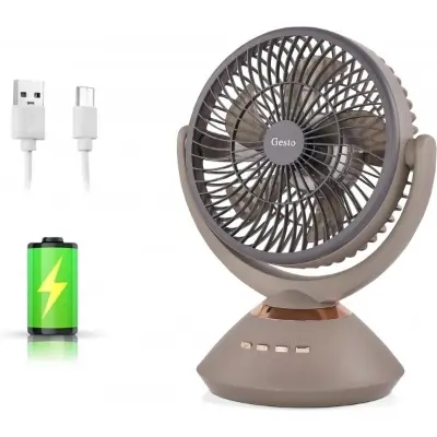 Picture of Jysuper JY-2570 Fan 10 Inch High Speed Rechargeable Table Fan with Oscillation 8000mAh Battery Automatic Oscillation 4 Speed Modes LED Night Light Portable USB Charging Desk Fan for Home, Office & Study