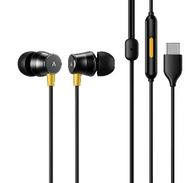 Picture of Realme Buds 3 Type-C Wired Earbuds USB-C Earphones with Mic Rich Bass, Clear Sound and Lightweight Design, Compatible with Realme Mobiles iPhone 17 Pro Max 16 Series Xiaomi Samsung  Vivo OPPO Huawei OnePlus