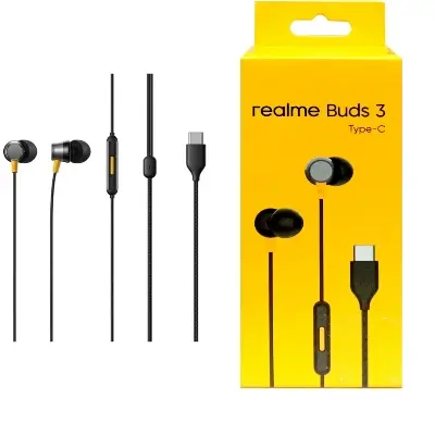 Picture of Realme Buds 3 Type-C Wired Earbuds USB-C Earphones with Mic Rich Bass, Clear Sound and Lightweight Design, Compatible with Realme Mobiles iPhone 17 Pro Max 16 Series Xiaomi Samsung  Vivo OPPO Huawei OnePlus