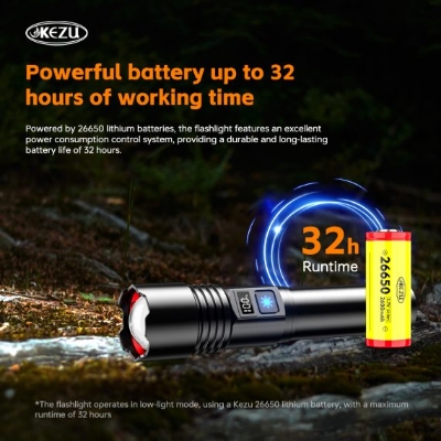 Picture of KEZU W511A Flashlight High Power Torch Light Rechargeable Flashlight 2000M Brightness with Digital Display 1200 Lumens
