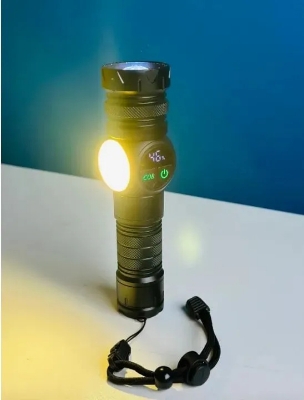 Picture of RUILANG RL-S2305 USB Rechargeable LED Flashlight Alloy Torch with Screen Digital Display Tail Magnet COB Side Light Long Distance Flashlight
