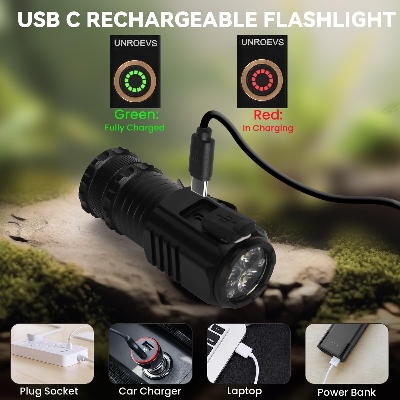 Picture of CUTE LED Flashlight, 2000 Lumens, Ultra Bright Rechargeable Magnetic Flashlight, Mini Flashlight 5 Lighting Modes, Tactical Light for Outdoor, Camping, Gift