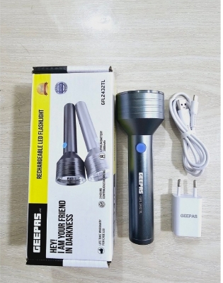 Picture of GEEPAS GFL-2432 Rechargable LED Flashlight Handheld Torch Lights Type-C Charging Port with 1200mAh Battery Life