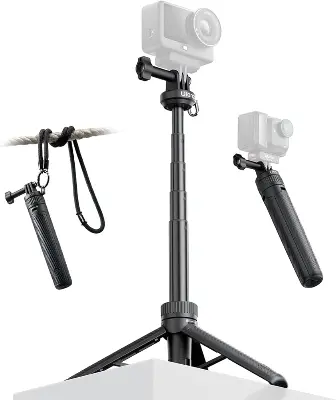 Picture of ULANZI MT92 Action Camera Selfie Stick Tripod 23.62" Portable Adjustable Vlog Handle Grip with Neck Lanyard for GoPro Hero 13 12 11 10 9 8 7 6, AKASO, DJI Osmo Action 6 5 Pro 4 3, Insta360 Mini Tripods